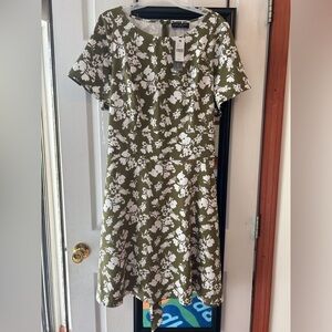 Lane Bryant Green and White Flutter Sleeve Midi Dress